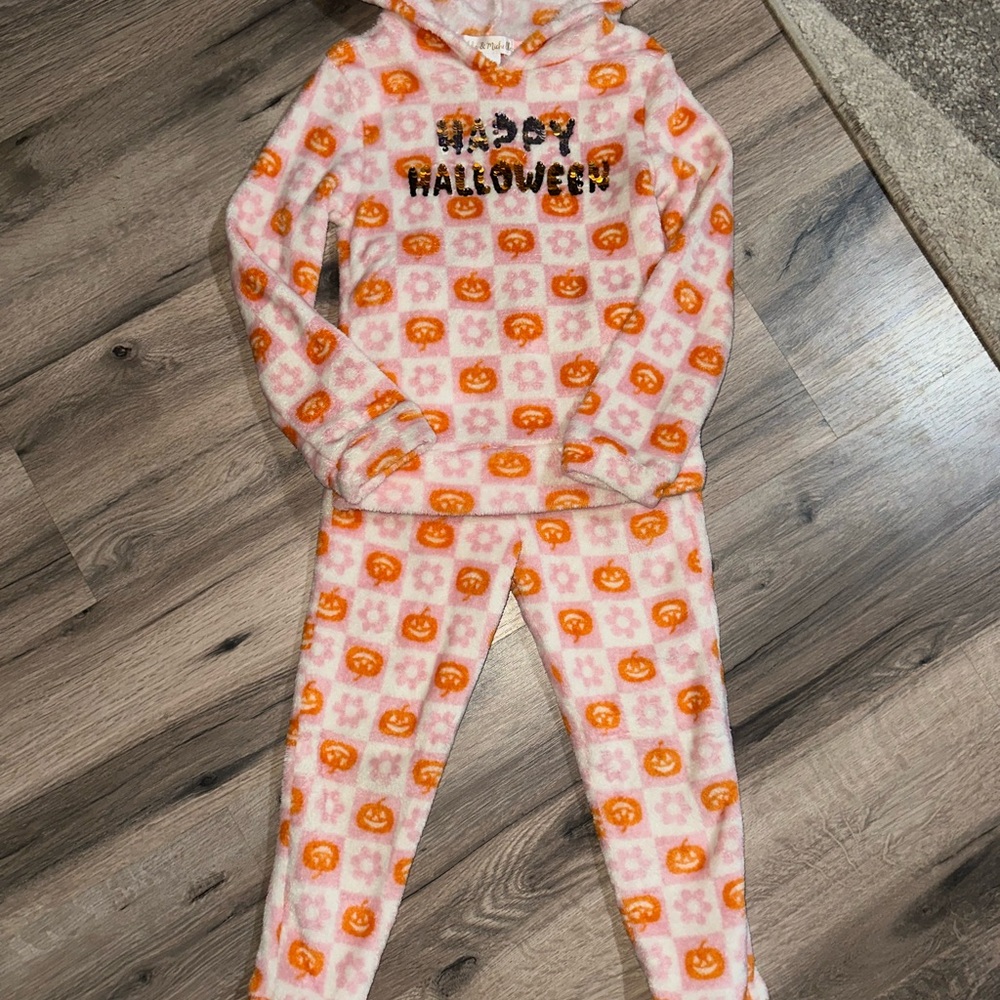 Kids Cozy Halloween Pumpkin Set - Orange and White